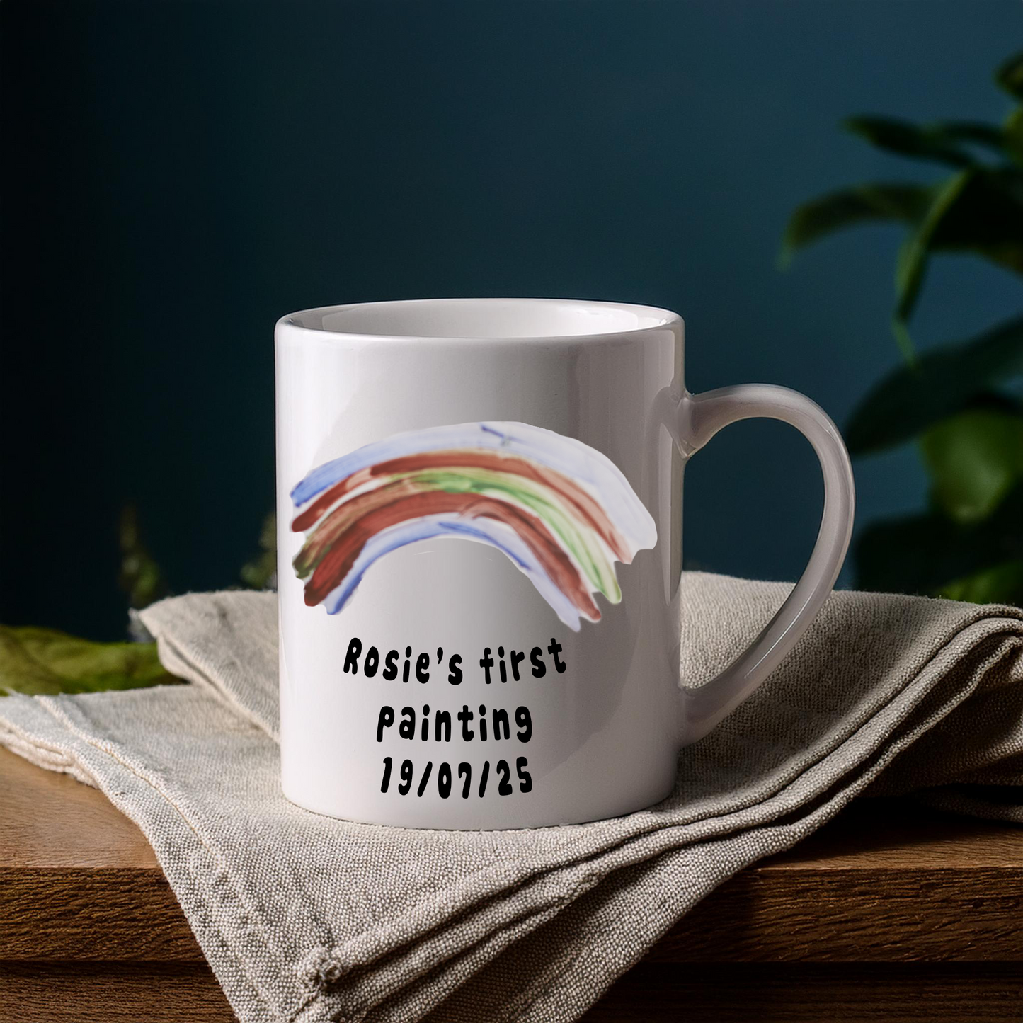 Child's Painting Picture Drawing Personalised Coffee Tea Mug, with Gift Box