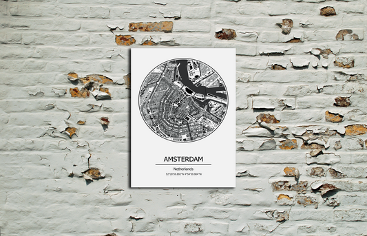 Amsterdam map Metal Sign wall art