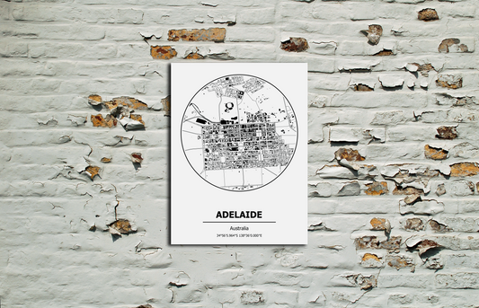 Adelaide Australia map Metal Sign wall art