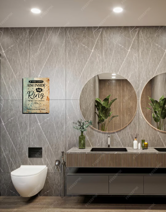 Retro Style "If You Can't Aim Inside The Ring, Please Sit Down With That Little Thing" Decorative Vintage Metal Sign, New