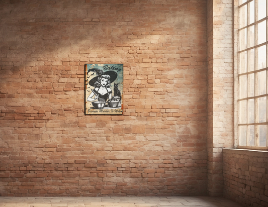 Retro Style "Baking, Because Murder Is So Wrong" Decorative Vintage Metal Sign