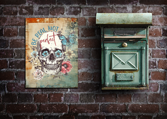 Retro Style "Be Real Not Perfect" Decorative Vintage Metal Sign, New