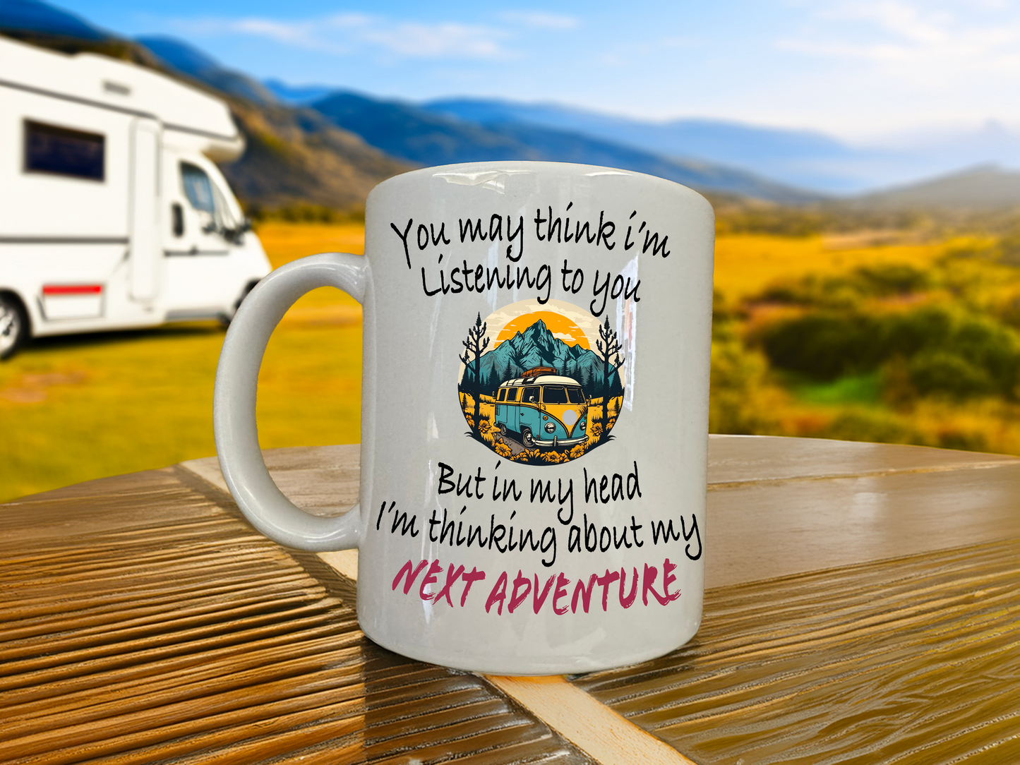 Personalised Message Novelty Campervan mug, coffee mug, tea mug includes gift box