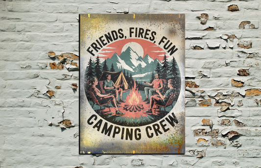 Retro Style Camping Crew Vintage Metal Sign/plaque man cave, shed, bar