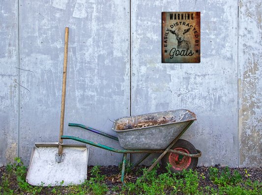 Retro Style Warning Easily Distracted By Goats Vintage Metal Sign/plaque man cave, shed
