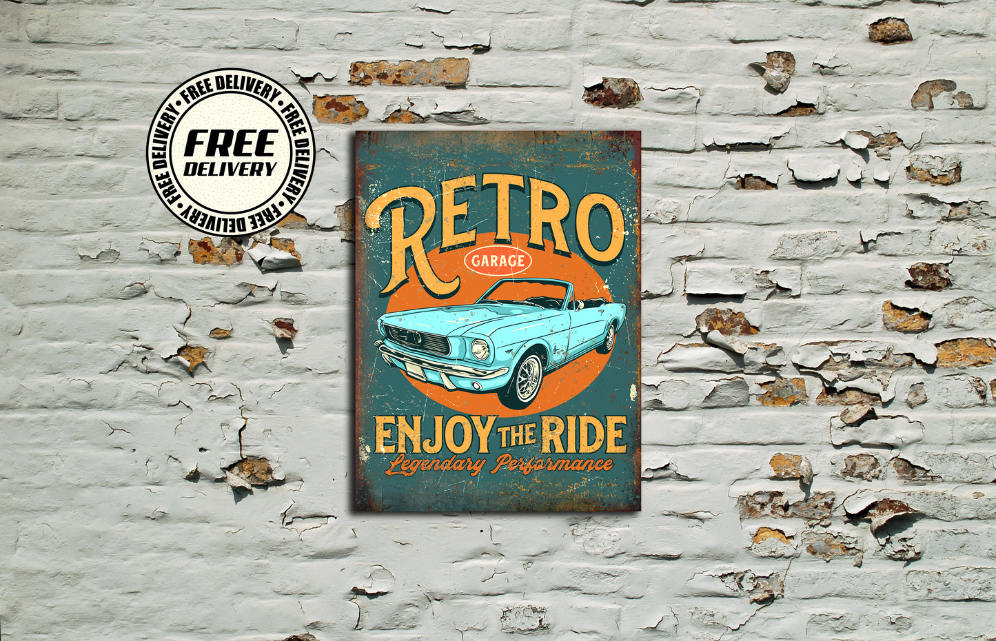 Retro Garage Enjoy The Ride Decorative Vintage Metal Sign, New