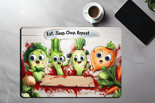 eat sleep chop repeat cutting board veggies image