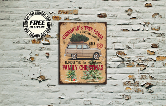 Griswold's Tree Farm Festive Christmas Metal Vintage Style Sign Wall Art