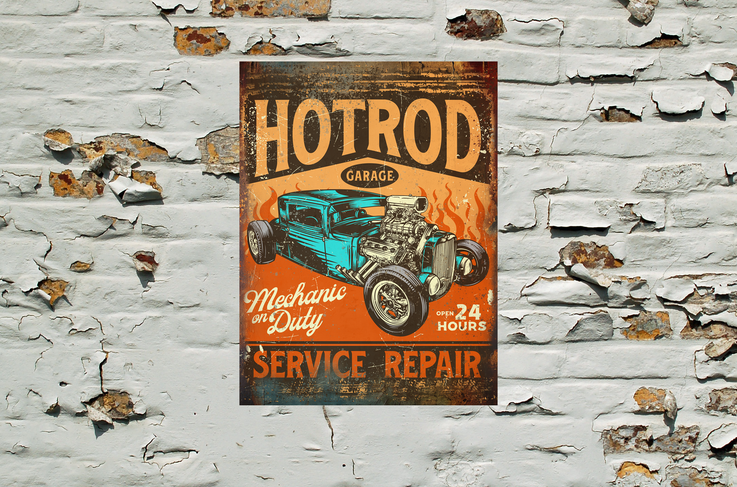 Retro Style Hotrod Garage service Vintage Metal Sign/plaque man cave, shed, bar