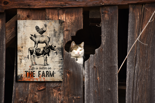 Retro Style Life Is Better On The Farm, Vintage Metal Sign/plaque man cave, shed