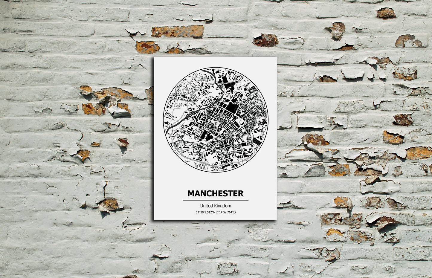 Manchester map Metal Sign wall art