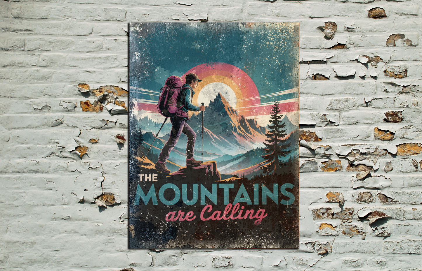 Retro Style The Mountains Are Calling Vintage Metal Sign/plaque
