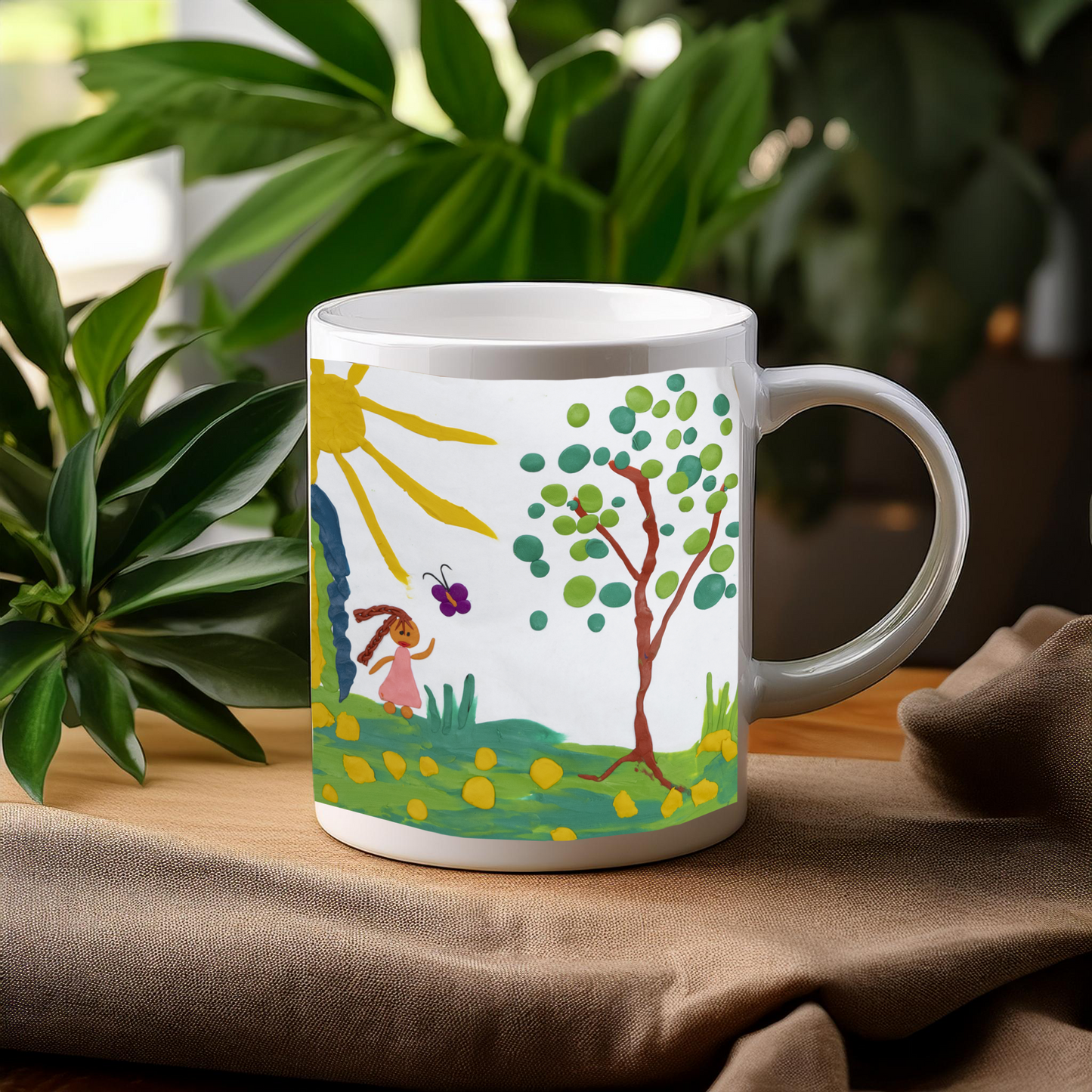 Child's Painting Picture Drawing Personalised Coffee Tea Mug, with Gift Box