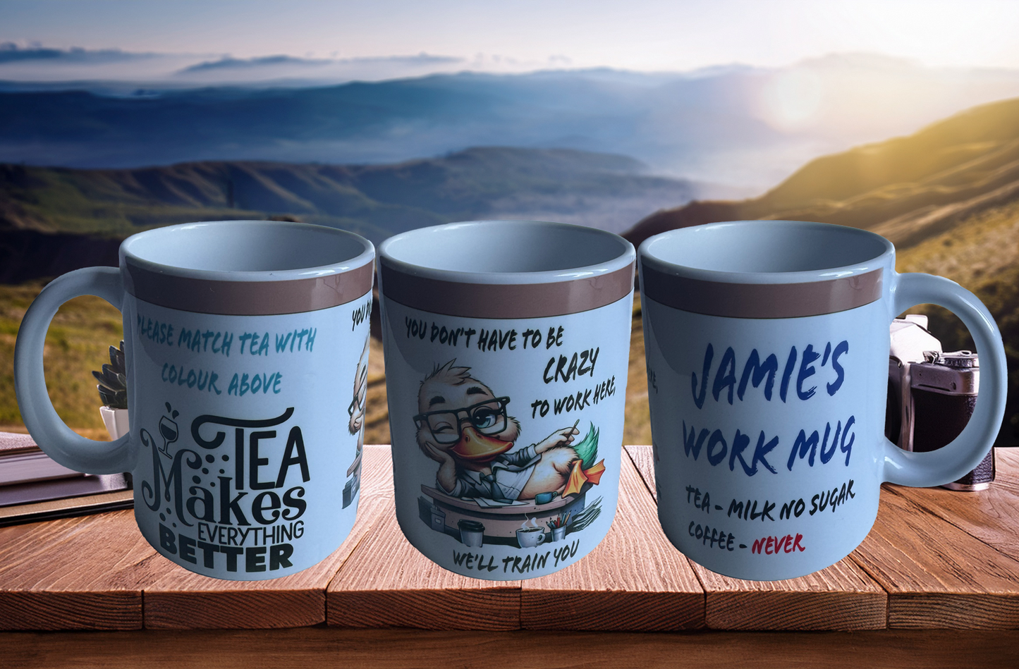 Personalised work Coffee Mug, Tea Mug, with Tea colour preference, includes Gift Box