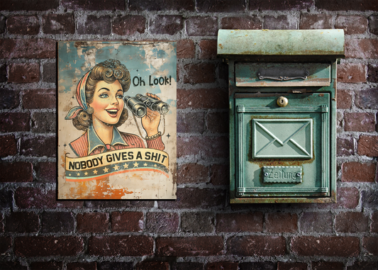 Retro Style "Oh Look Nobody Gives A Shit" Decorative Vintage Metal Sign, New