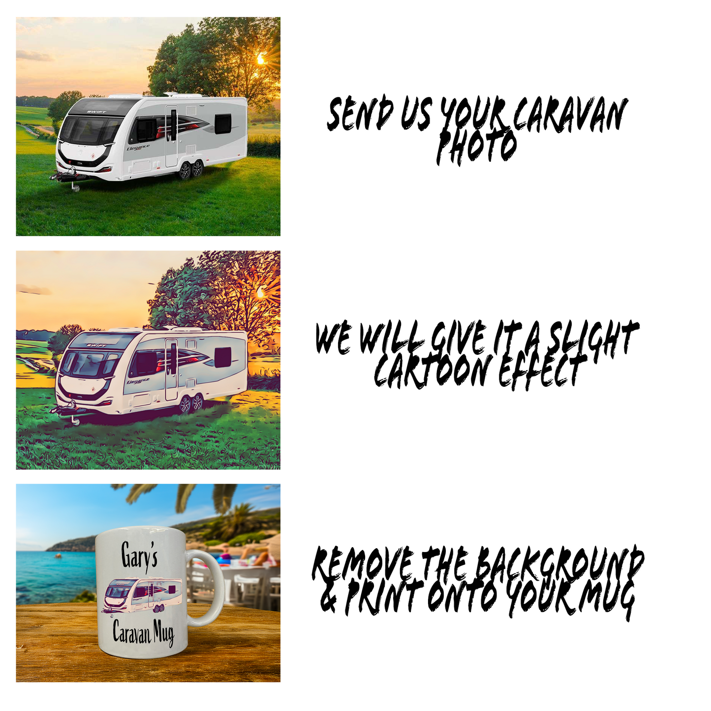 Personalised with your own Caravan picture Coffee Mug, Tea Mug, with Gift Box