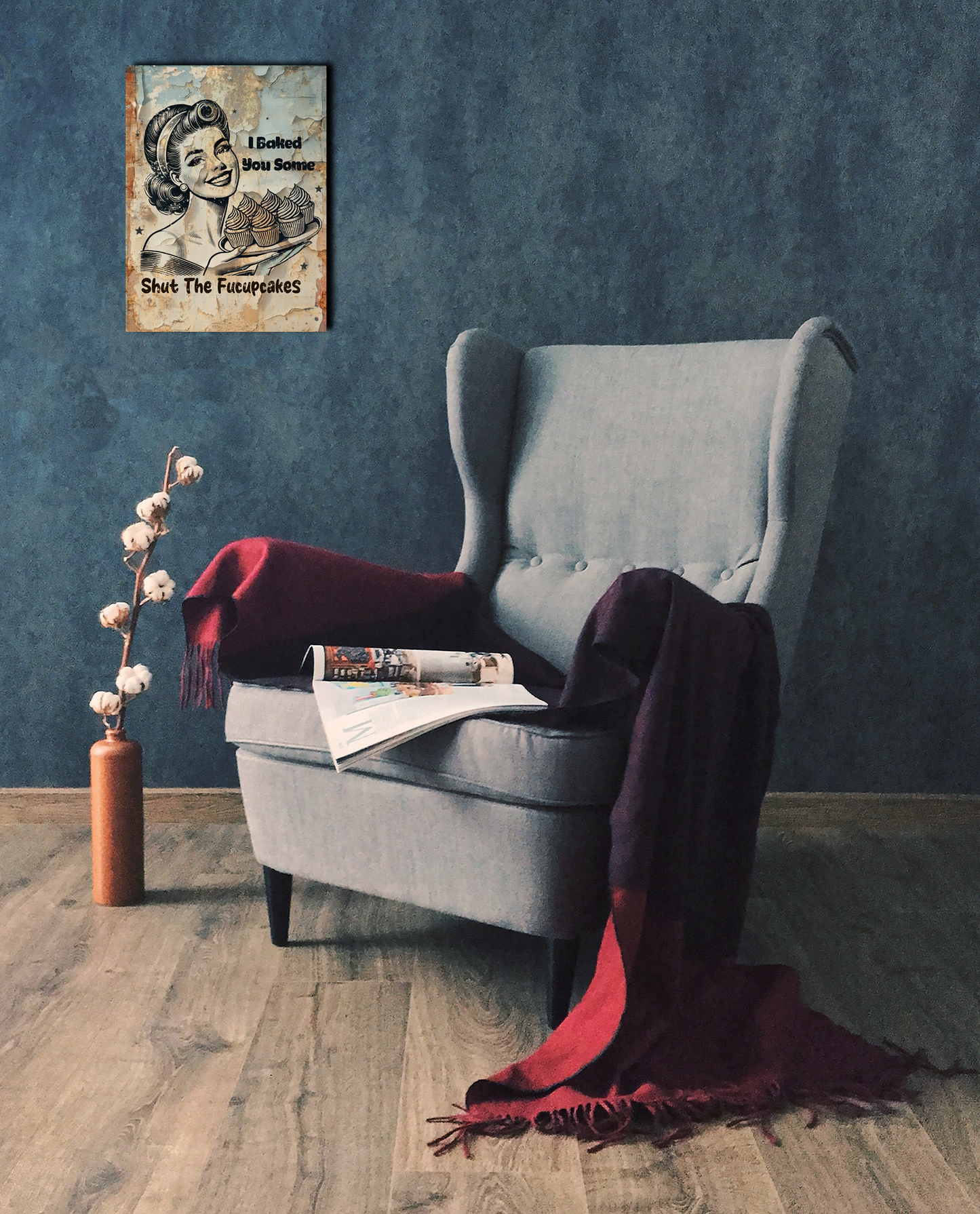 Retro Style, I Baked You Some Shut The Fucupcakes Metal Sign