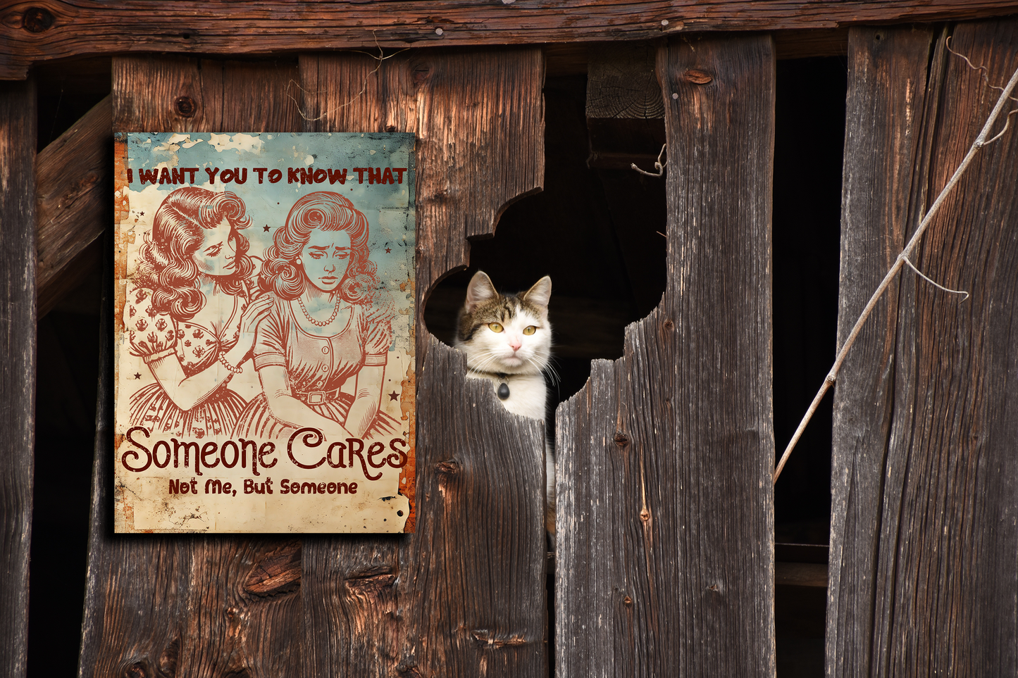 Retro Style "Someone Cares Not Me" Decorative Vintage Metal Sign, New