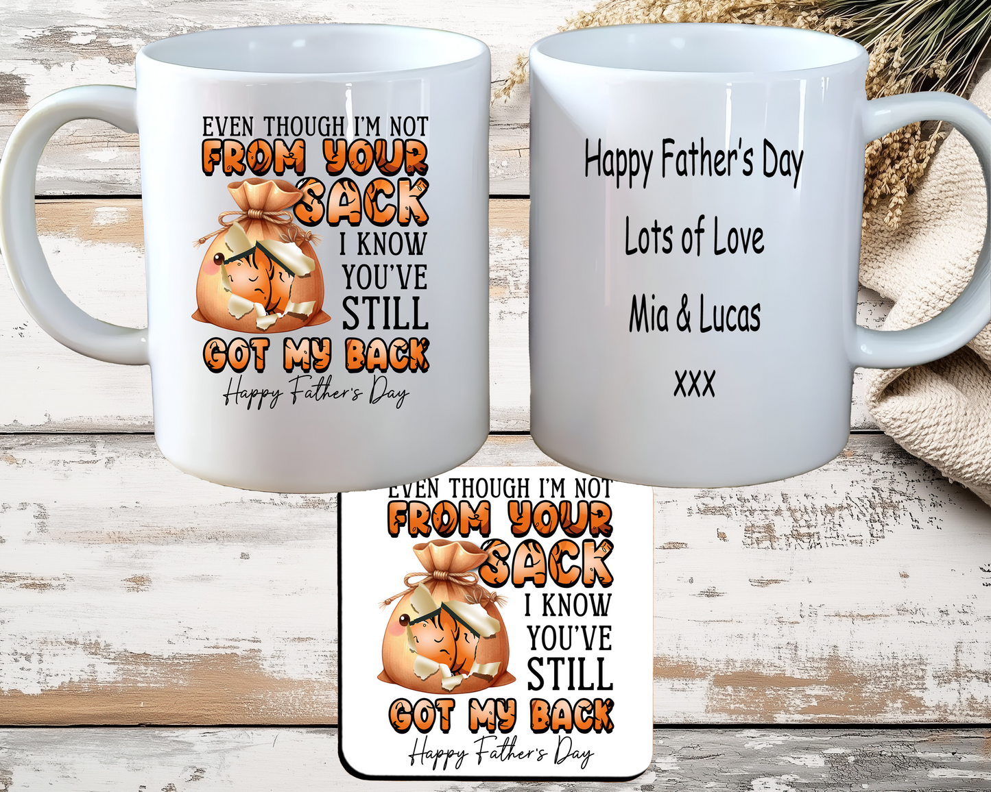 Personalised Step-Dad, Father's Day Mug & Coaster, with Gift Box