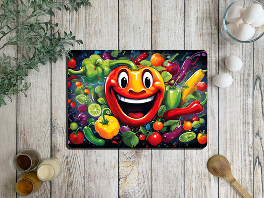 Salad, Fruit, Veg Glass Chopping Cutting Board Worktop Saver Large