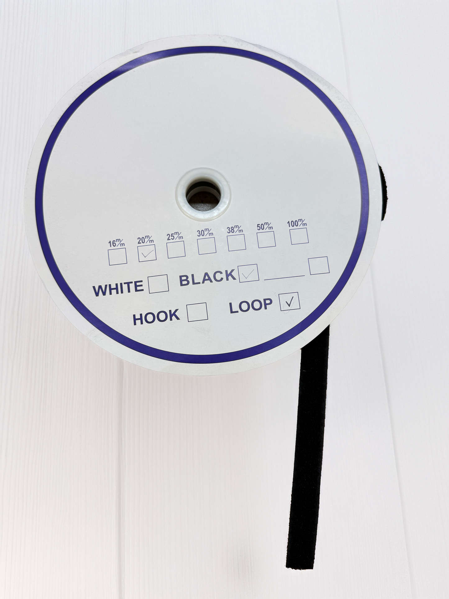 SewOn Hook and Loop Tape Black, White 20mm, 25 metre rolls
