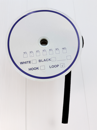 SewOn Hook and Loop Tape Black, White 20mm, 25 metre rolls