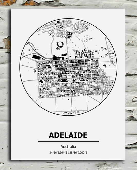 Adelaide Australia map Metal Sign wall art