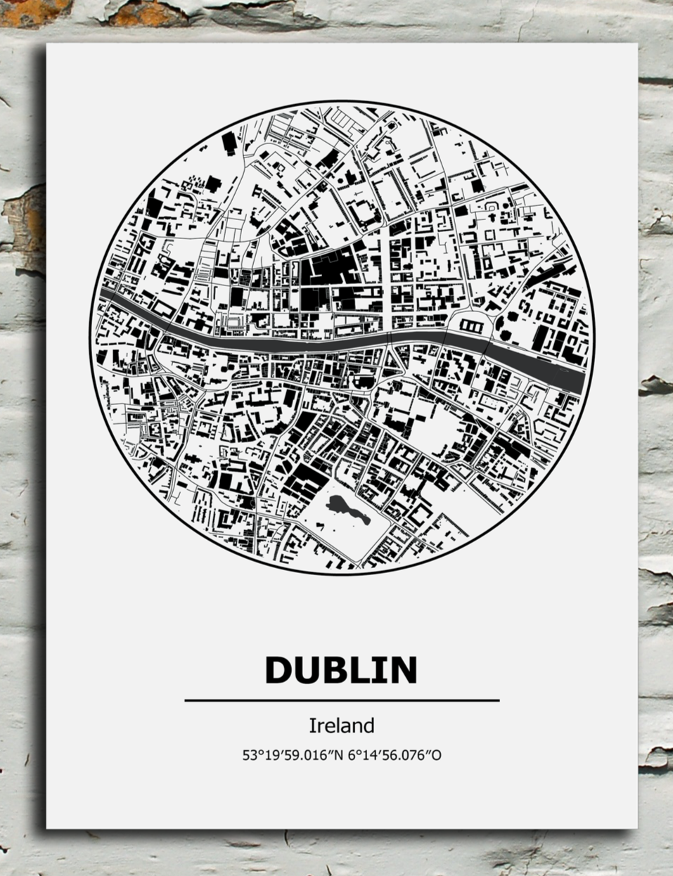 Black and white Dublin metal sign