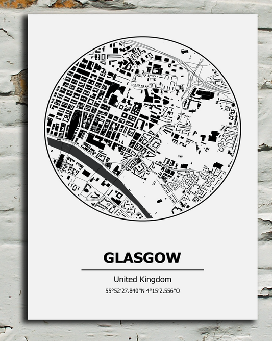 Glasgow metal sign black and white