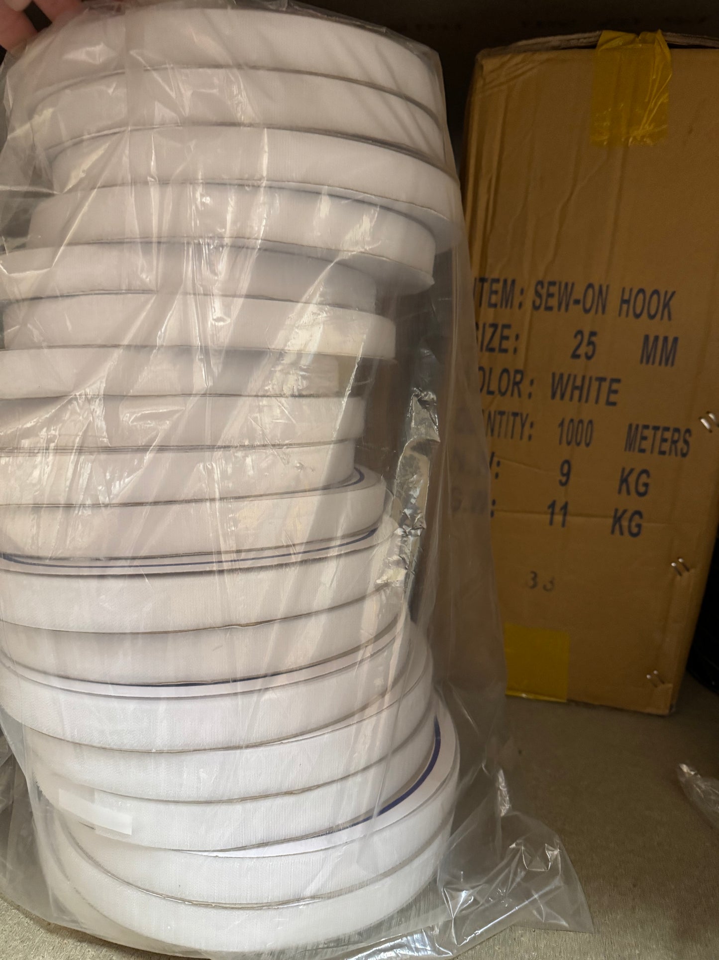 SewOn Hook and Loop Tape White, Width 25mm, 25 metre rolls