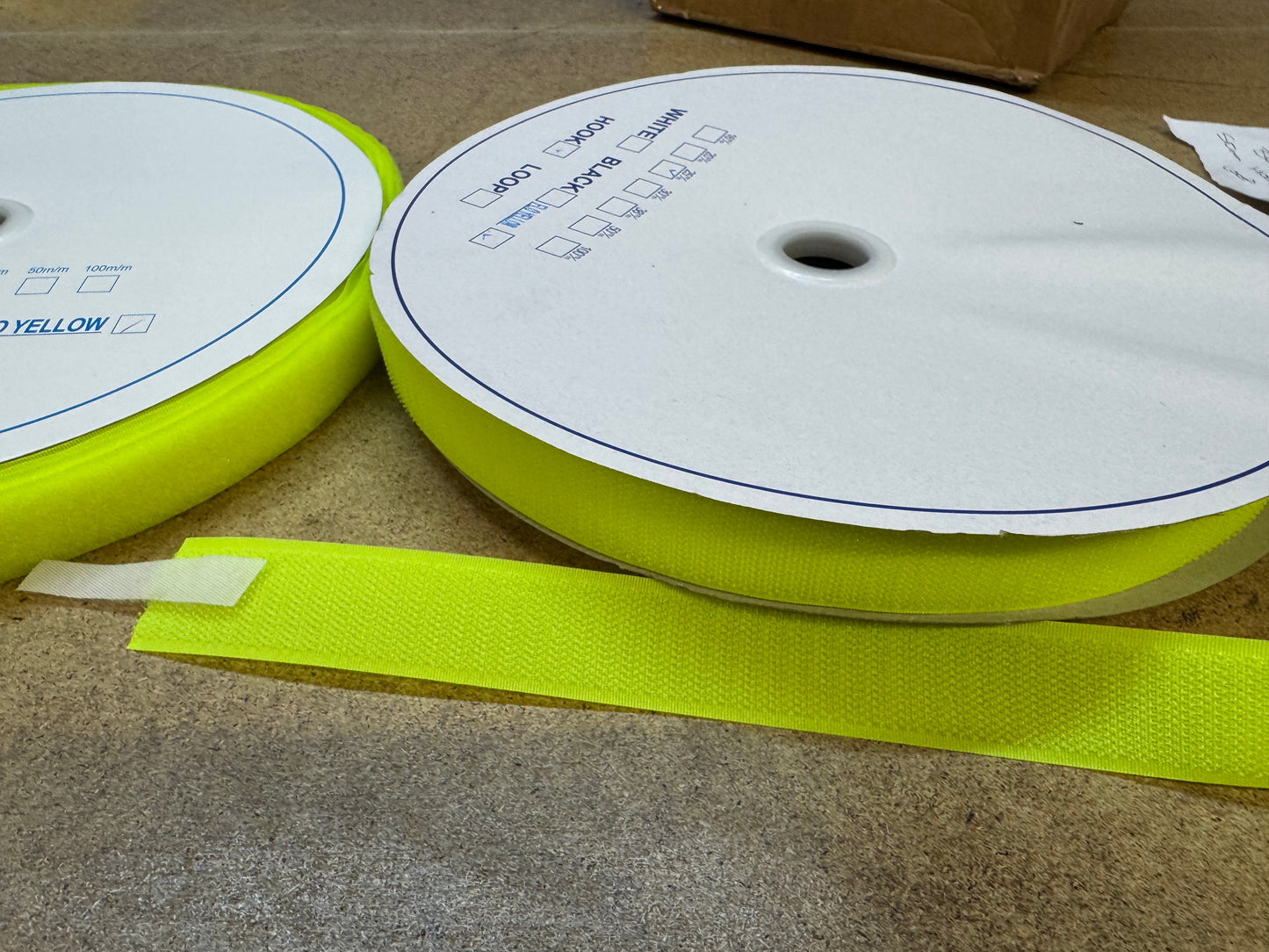 SewOn Hook and Loop Tape fluorescent yellow, Width 25mm, 25 metre rolls
