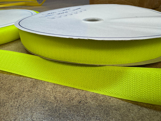SewOn Hook and Loop Tape fluorescent yellow, Width 25mm, 25 metre rolls