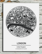 Map of London on a white wall with a textured gray background