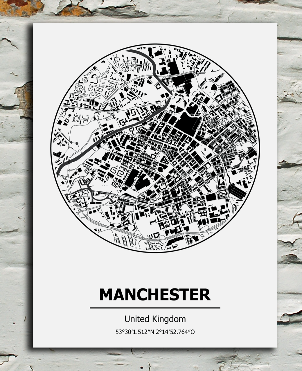 black and white metal sign of Manchester City