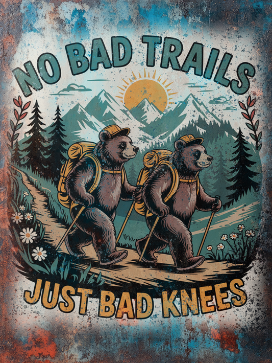 Retro Style No Bad Trails Just Bad Knees Vintage Metal Sign/plaque man cave shed