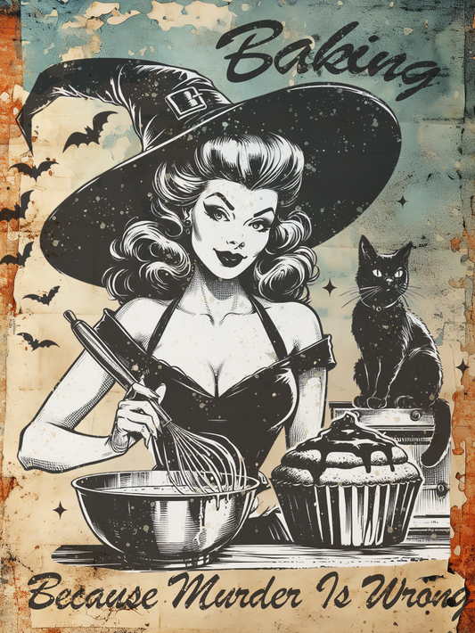 Retro Style "Baking, Because Murder Is So Wrong" Decorative Vintage Metal Sign