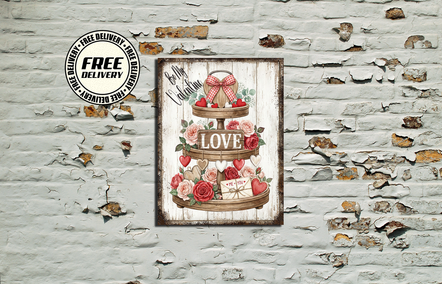 Be My Valentine Vintage Look Valentines Metal Sign plaque