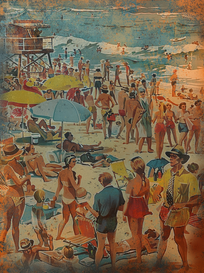 Retro Style Beach Scene Vintage Metal Sign/plaque man cave, shed, Home