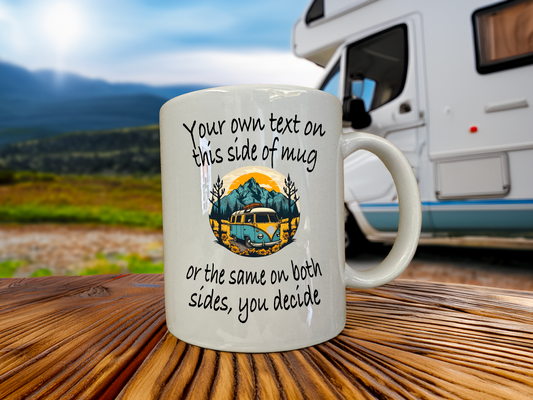 Personalised Message Novelty Campervan mug, coffee mug, tea mug includes gift box