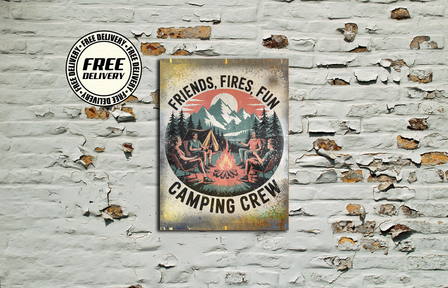 Retro Style Camping Crew Vintage Metal Sign/plaque man cave, shed, bar