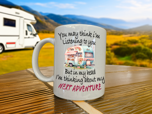 Personalised Message Novelty Caravan mug, coffee mug, tea mug includes gift box