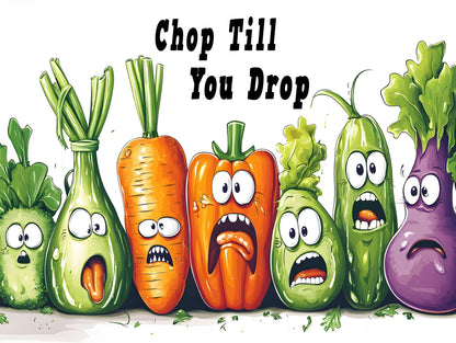 cutting board scared veggies