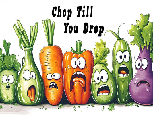 cutting board scared veggies
