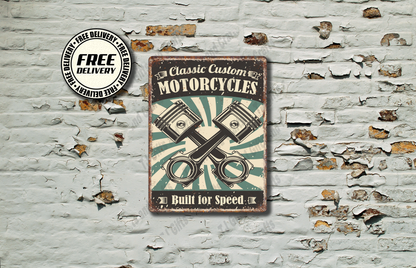 Classic Custom Motorcycles Vintage Metal Sign/plaque Garage