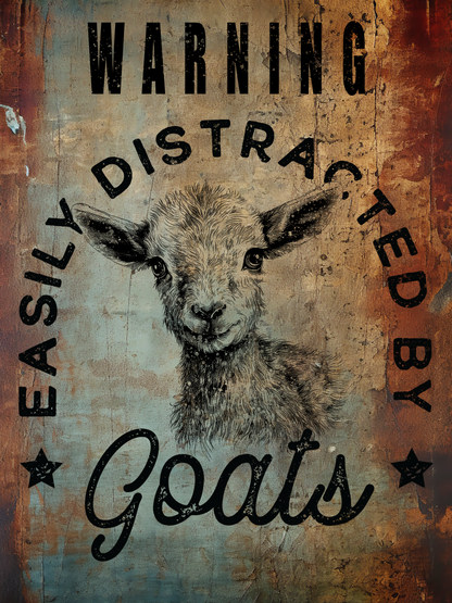 Retro Style Warning Easily Distracted By Goats Vintage Metal Sign/plaque man cave, shed