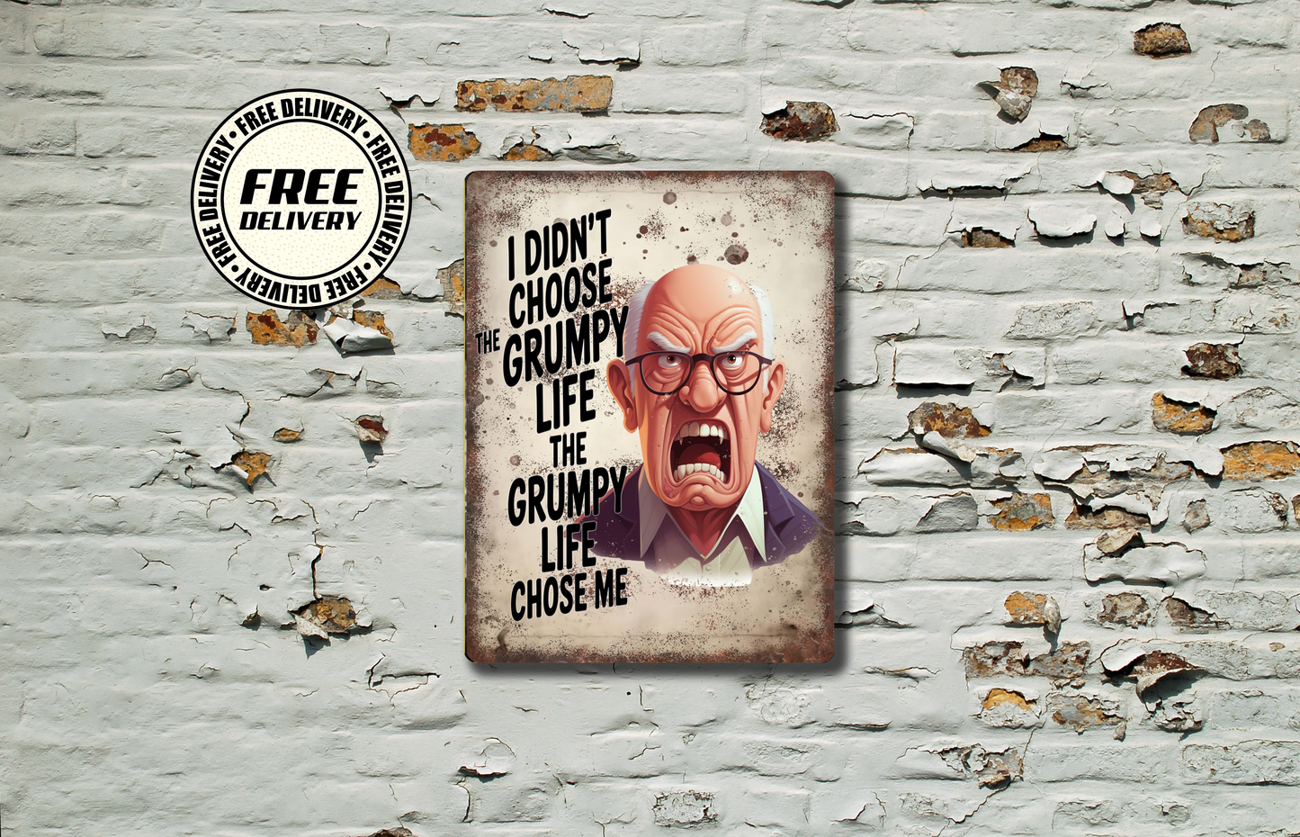 Grumpy Old Man Rustic Metal Sign, Plaque