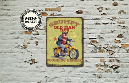 Grumpy Old Man Club Vintage Style Metal Sign, Plaque