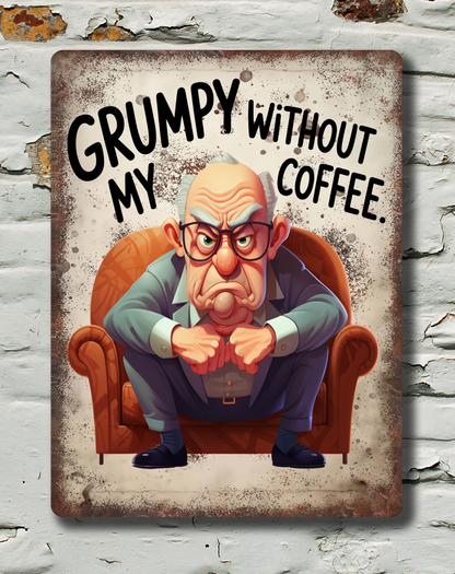 grumpy man sitting on chair