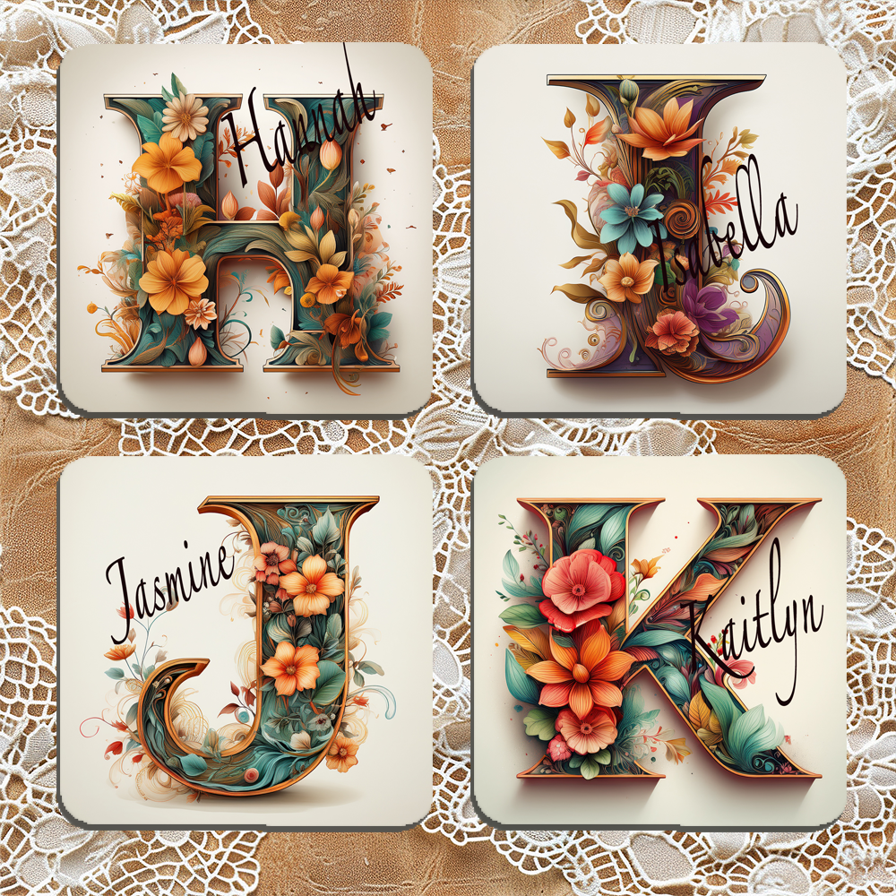 Personalised Drinks Coaster Any Name and Initial