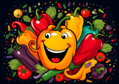 Happy Peppers Glass Chopping Cutting Board, Worktop Saver, Large